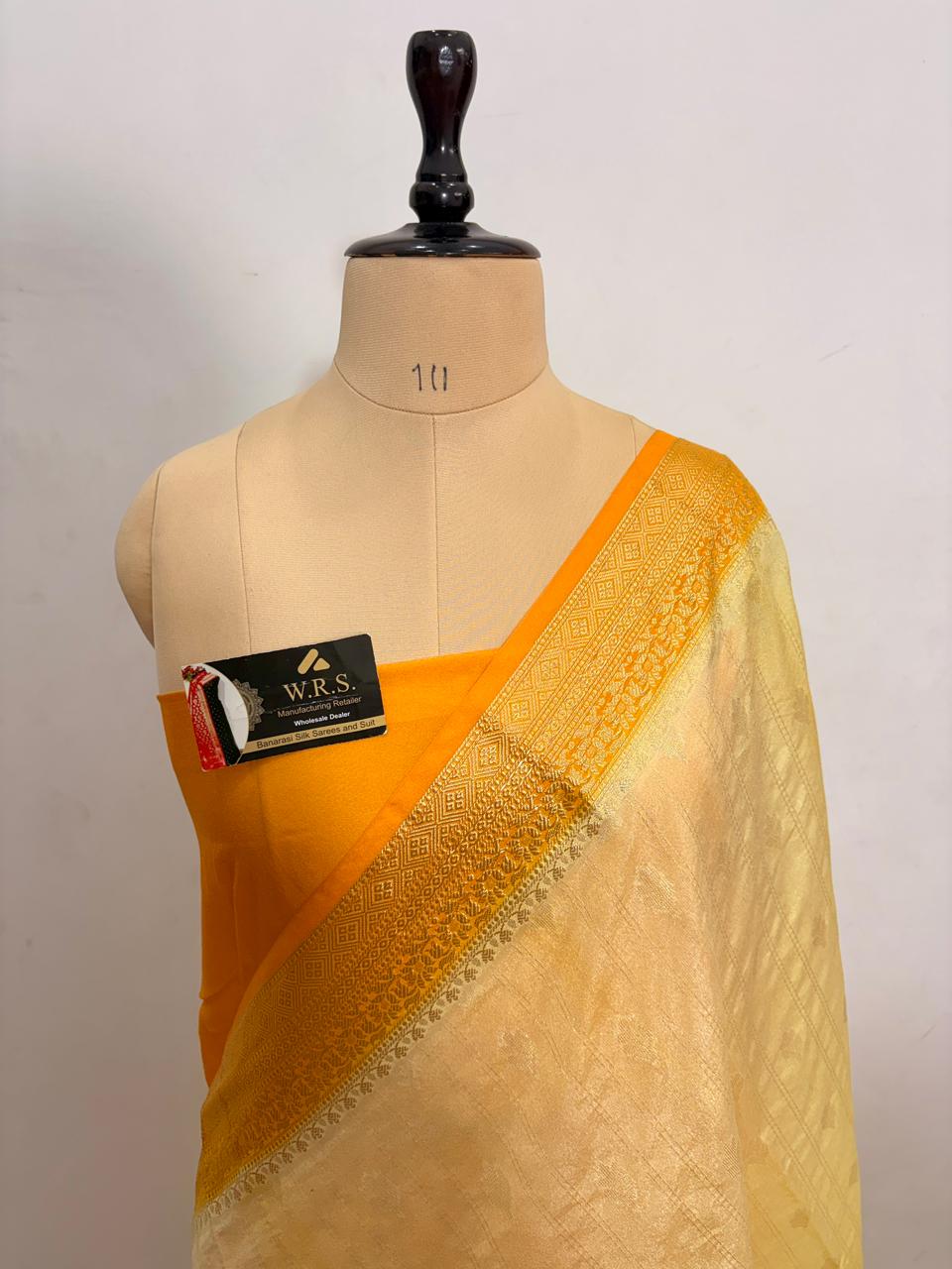 Mustard Yellow Chiniya D.P.N Banarasi Saree – Soft, Elegant &amp; Festive Wear