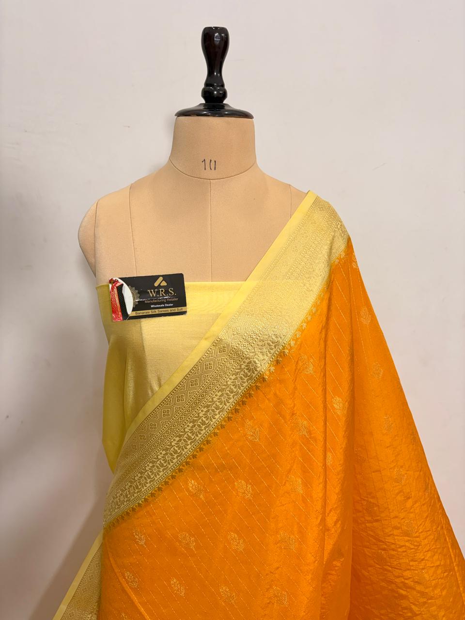 Mustard Yellow Chiniya D.P.N Banarasi Saree – Soft, Elegant &amp; Festive Wear