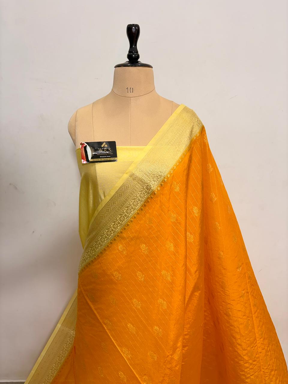 Mustard Yellow Chiniya D.P.N Banarasi Saree – Soft, Elegant &amp; Festive Wear