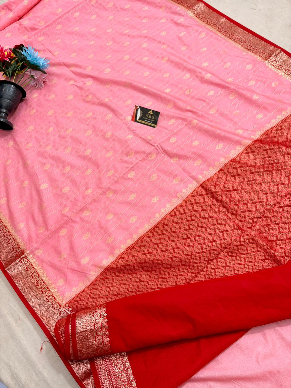 Baby Pink Chiniya D.P.N Banarasi Saree – Soft, Elegant &amp; Festive Wear
