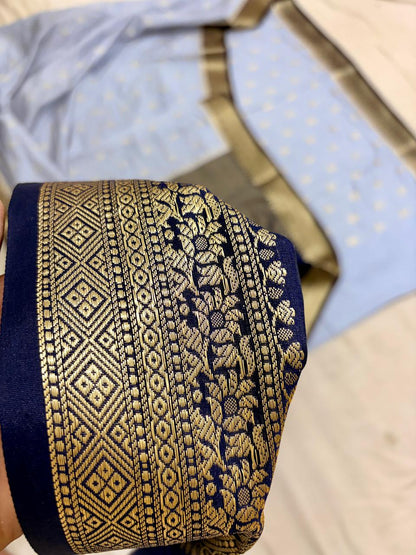 Sky Blue Chiniya D.P.N Banarasi Saree – Soft, Elegant &amp; Festive Wear