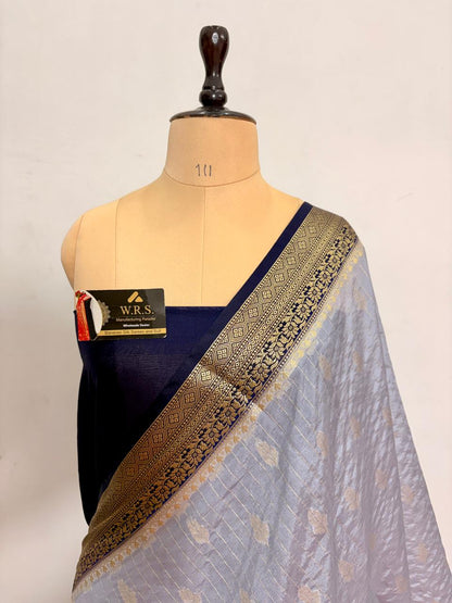 Sky Blue Chiniya D.P.N Banarasi Saree – Soft, Elegant &amp; Festive Wear
