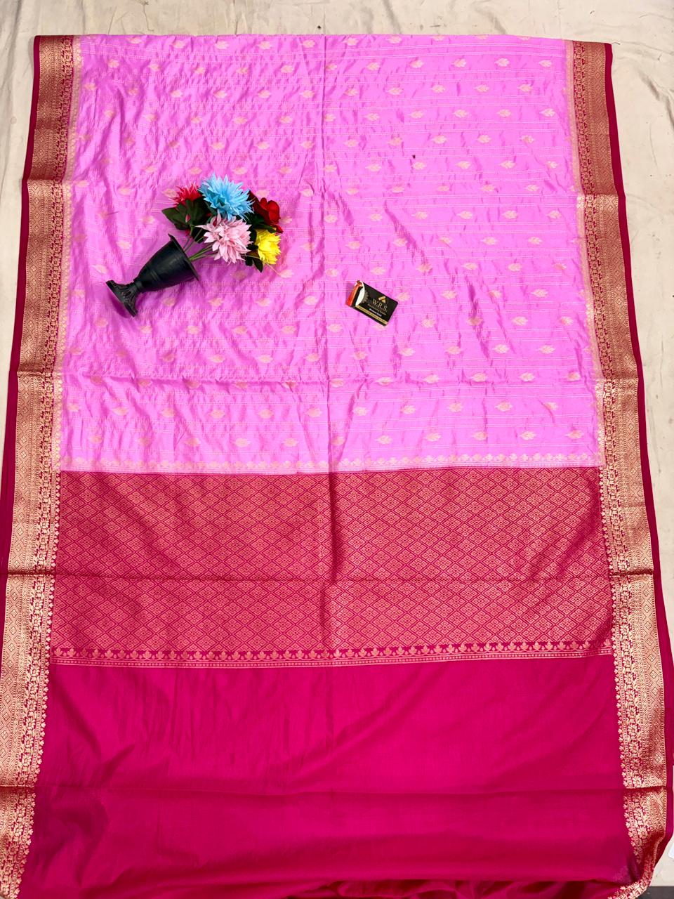 Candy Pink Chiniya D.P.N Banarasi Saree – Soft, Elegant &amp; Festive Wear