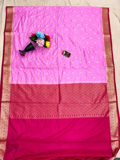 Candy Pink Chiniya D.P.N Banarasi Saree – Soft, Elegant &amp; Festive Wear