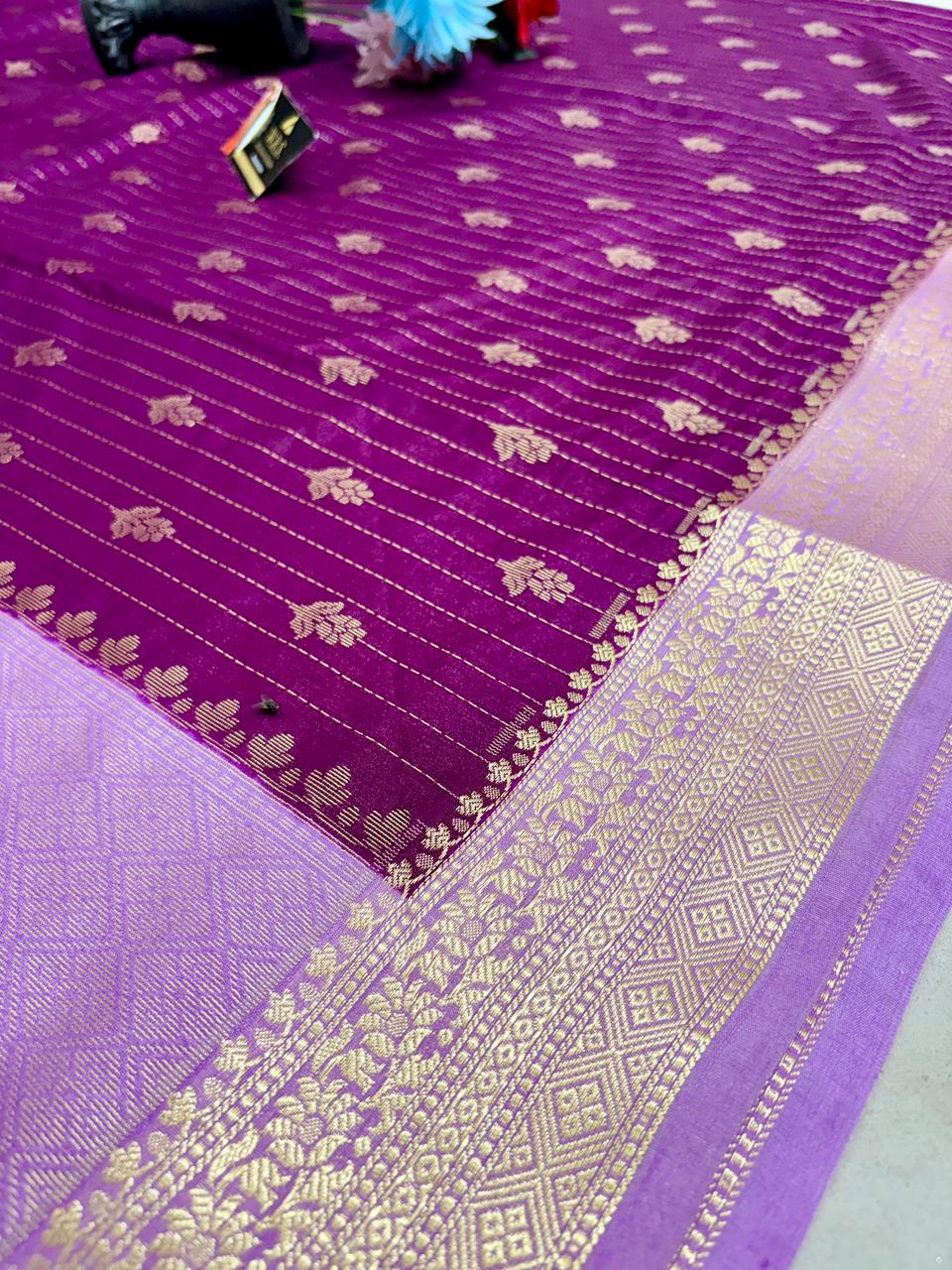 Royal Purple Chiniya D.P.N Banarasi Saree – Soft, Elegant &amp; Festive Wear
