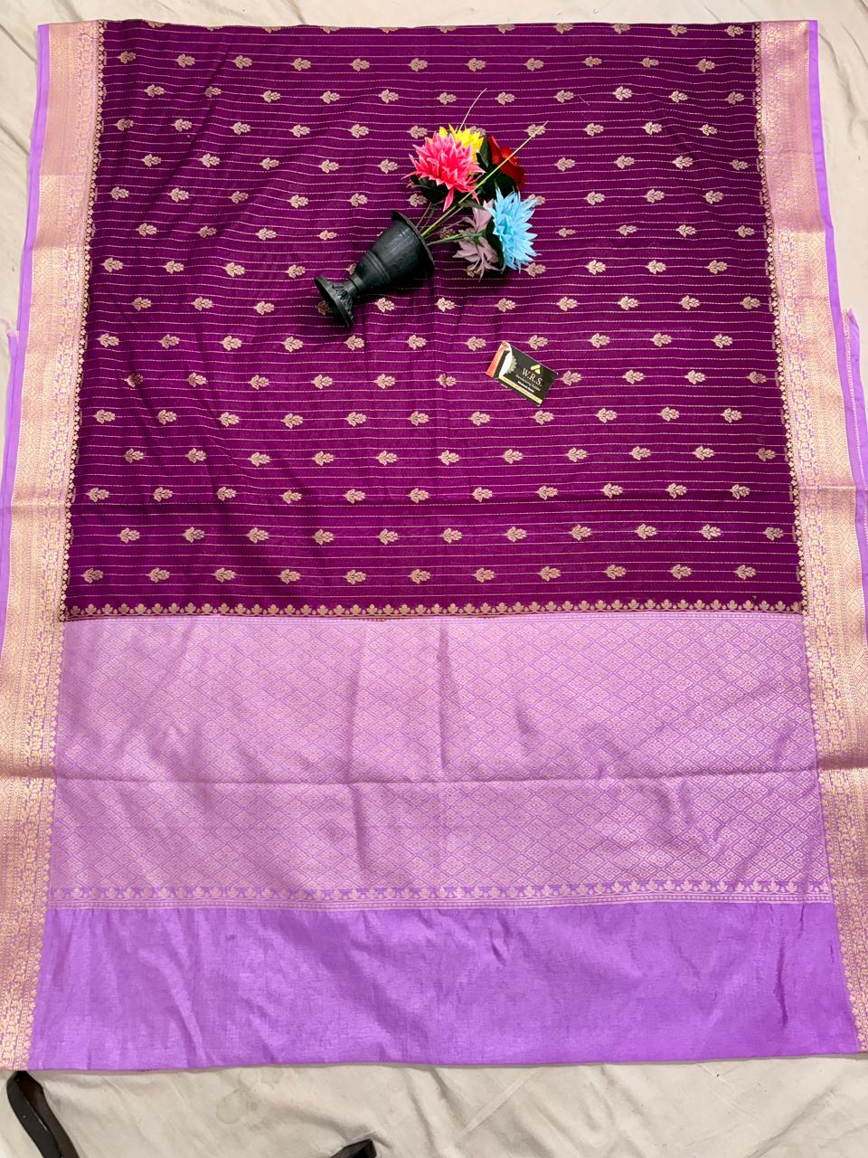 Royal Purple Chiniya D.P.N Banarasi Saree – Soft, Elegant &amp; Festive Wear