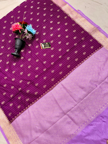 Royal Purple Chiniya D.P.N Banarasi Saree – Soft, Elegant &amp; Festive Wear
