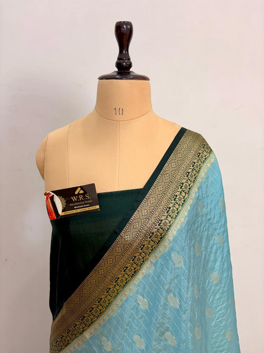 Sky Blue Chiniya D.P.N Banarasi Saree – Soft, Elegant &amp; Festive Wear