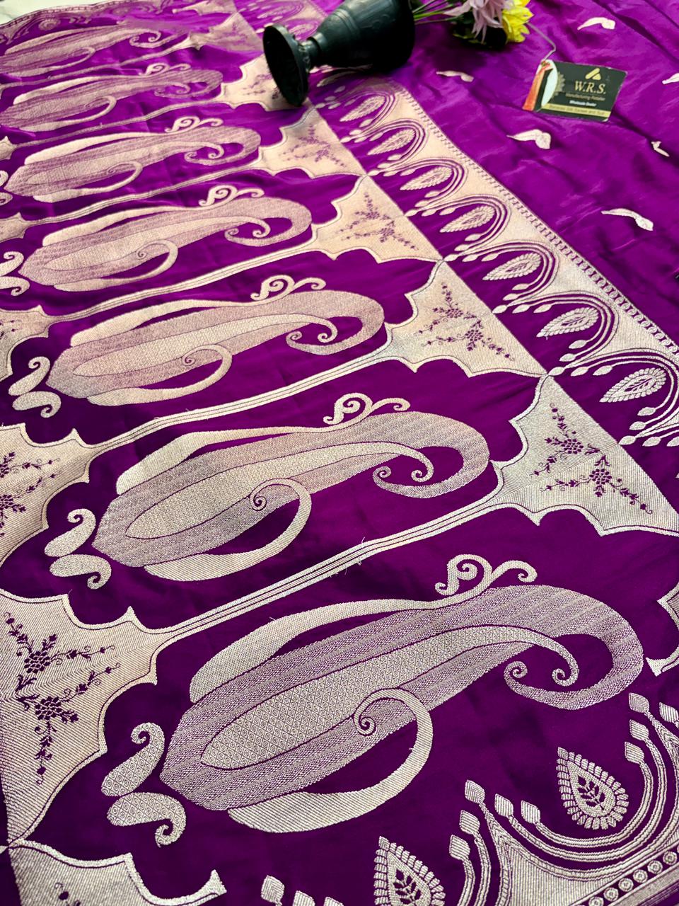 Purple Katan Mashru Banarasi Saree – Soft, Royal &amp; Festive Wear
