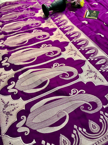 Purple Katan Mashru Banarasi Saree – Soft, Royal &amp; Festive Wear