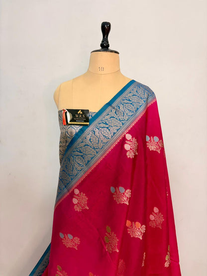 Premium Red Viscose Jacquard Saree – Elegant Floral Zari Weaving
