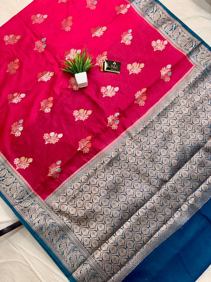 Premium Red Viscose Jacquard Saree – Elegant Floral Zari Weaving