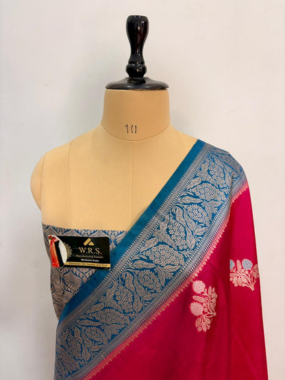 Premium Red Viscose Jacquard Saree – Elegant Floral Zari Weaving
