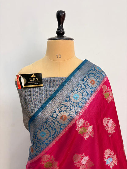 Premium Red Viscose Jacquard Saree – Elegant Floral Zari Weaving
