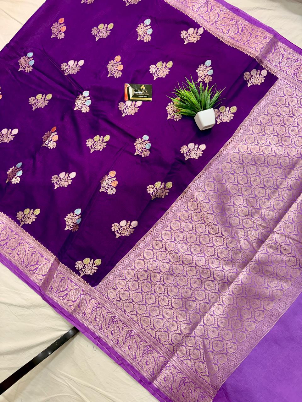 Royal Purple Viscose Banarasi Saree with Jacquard Zari Work