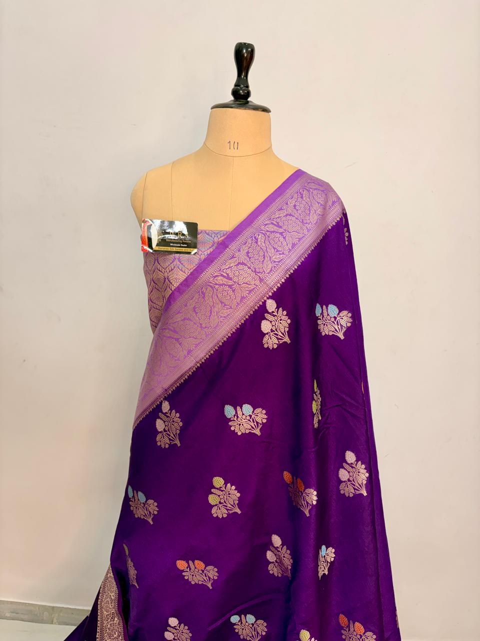 Royal Purple Viscose Banarasi Saree with Jacquard Zari Work