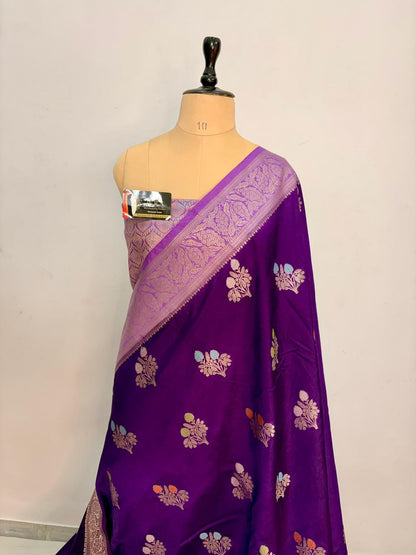 Royal Purple Viscose Banarasi Saree with Jacquard Zari Work
