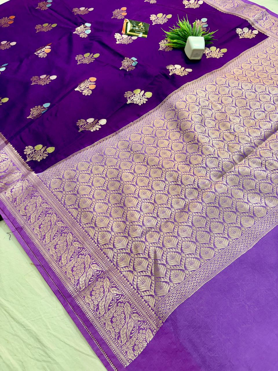 Royal Purple Viscose Banarasi Saree with Jacquard Zari Work