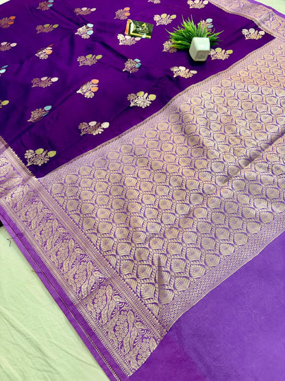 Royal Purple Viscose Banarasi Saree with Jacquard Zari Work