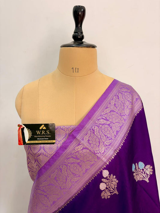 Royal Purple Viscose Banarasi Saree with Jacquard Zari Work