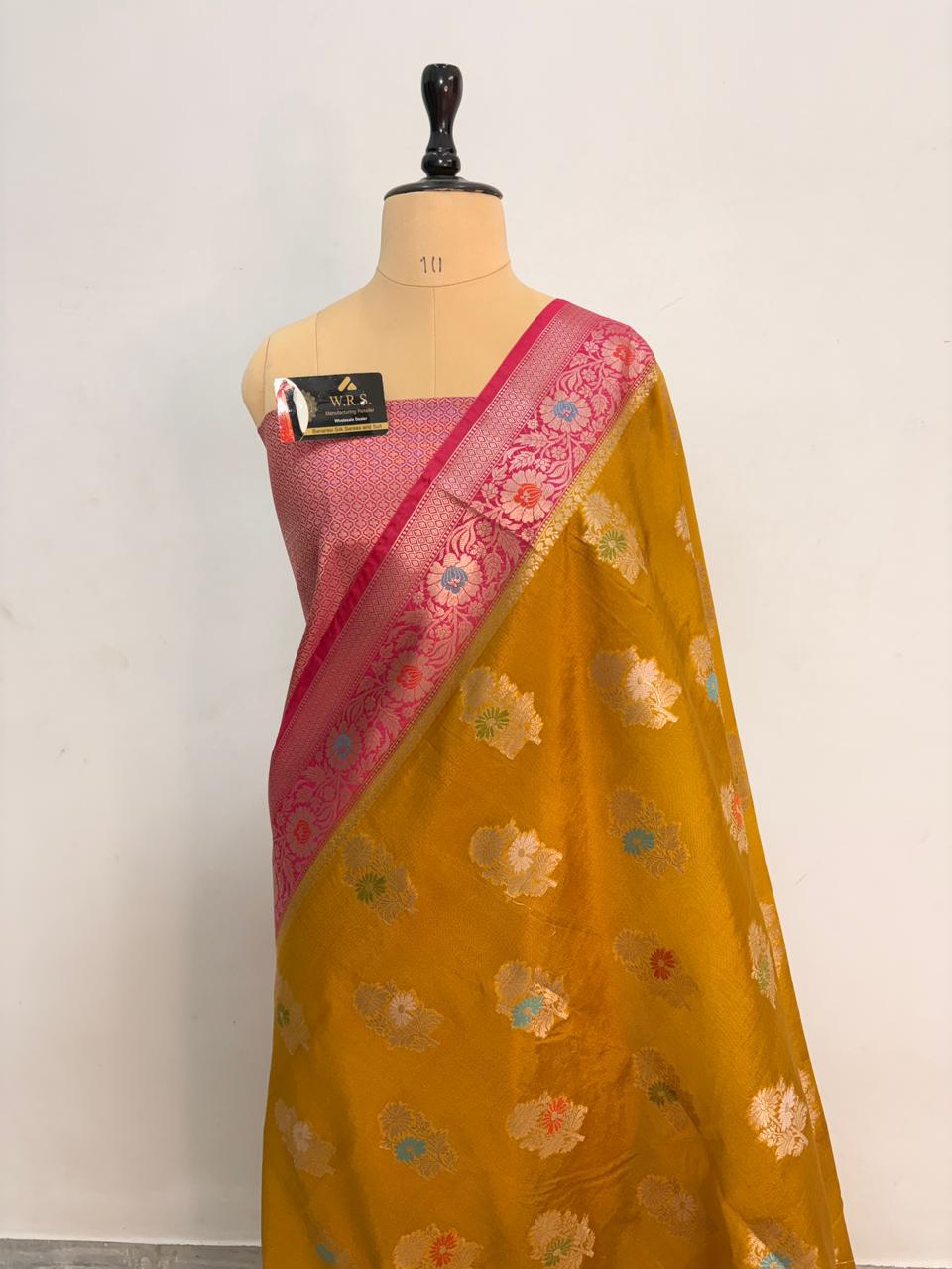 Premium Yellow Viscose Jacquard Saree – Elegant Floral Zari Weaving