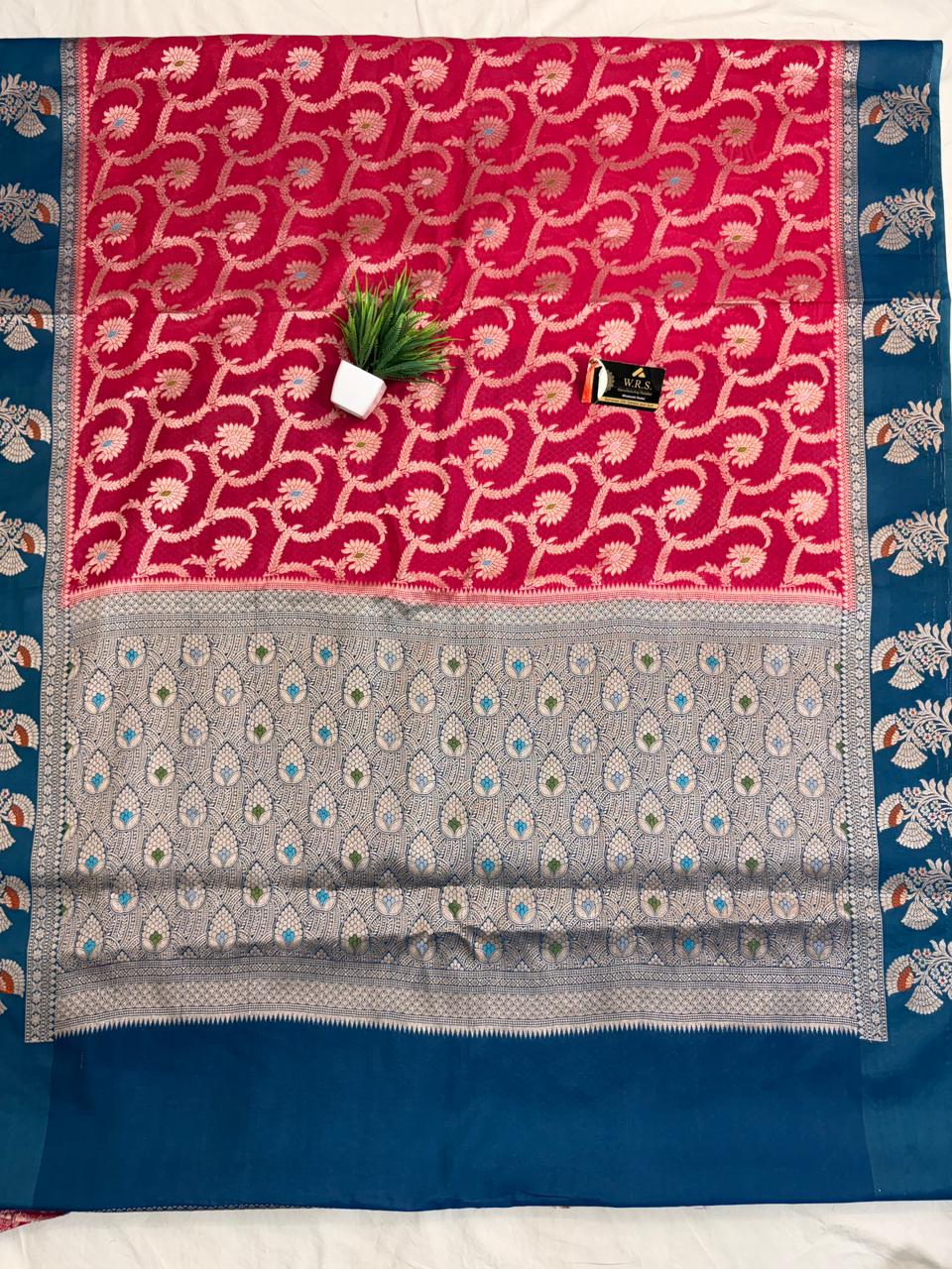 Premium Red Viscose Jacquard Saree – Elegant Floral Zari Weaving