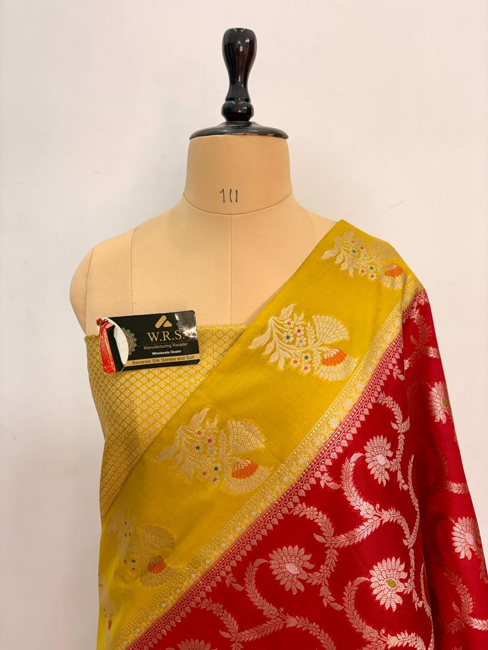 Premium Red Viscose Jacquard Saree – Elegant Floral Zari Weaving