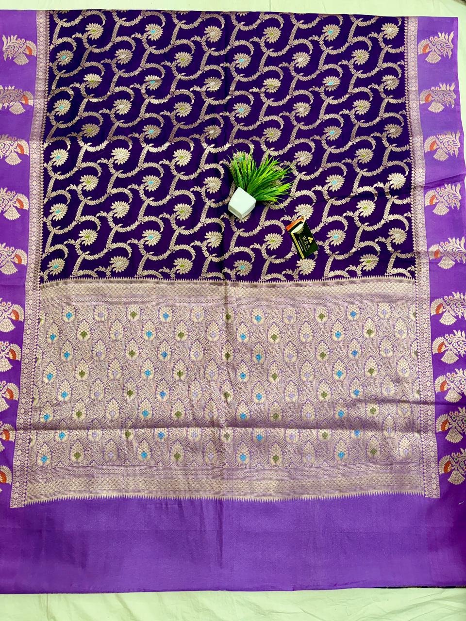 Premium Purple Viscose Jacquard Saree – Elegant Alfi Minedar Weaving