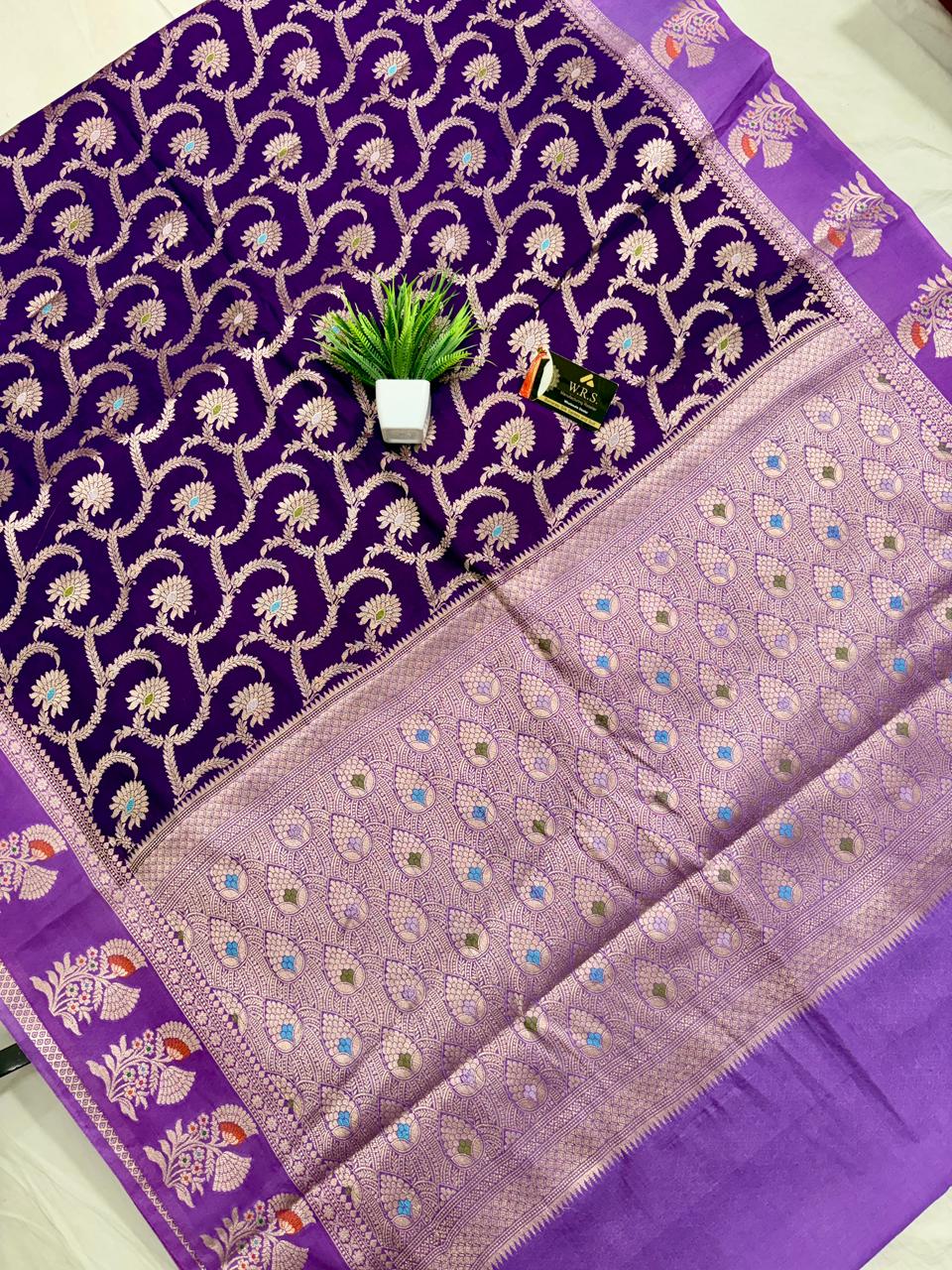 Premium Purple Viscose Jacquard Saree – Elegant Alfi Minedar Weaving