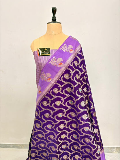 Premium Purple Viscose Jacquard Saree – Elegant Alfi Minedar Weaving