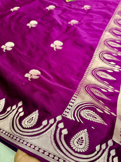 Purple Katan Mashru Banarasi Saree – Soft, Royal &amp; Festive Wear