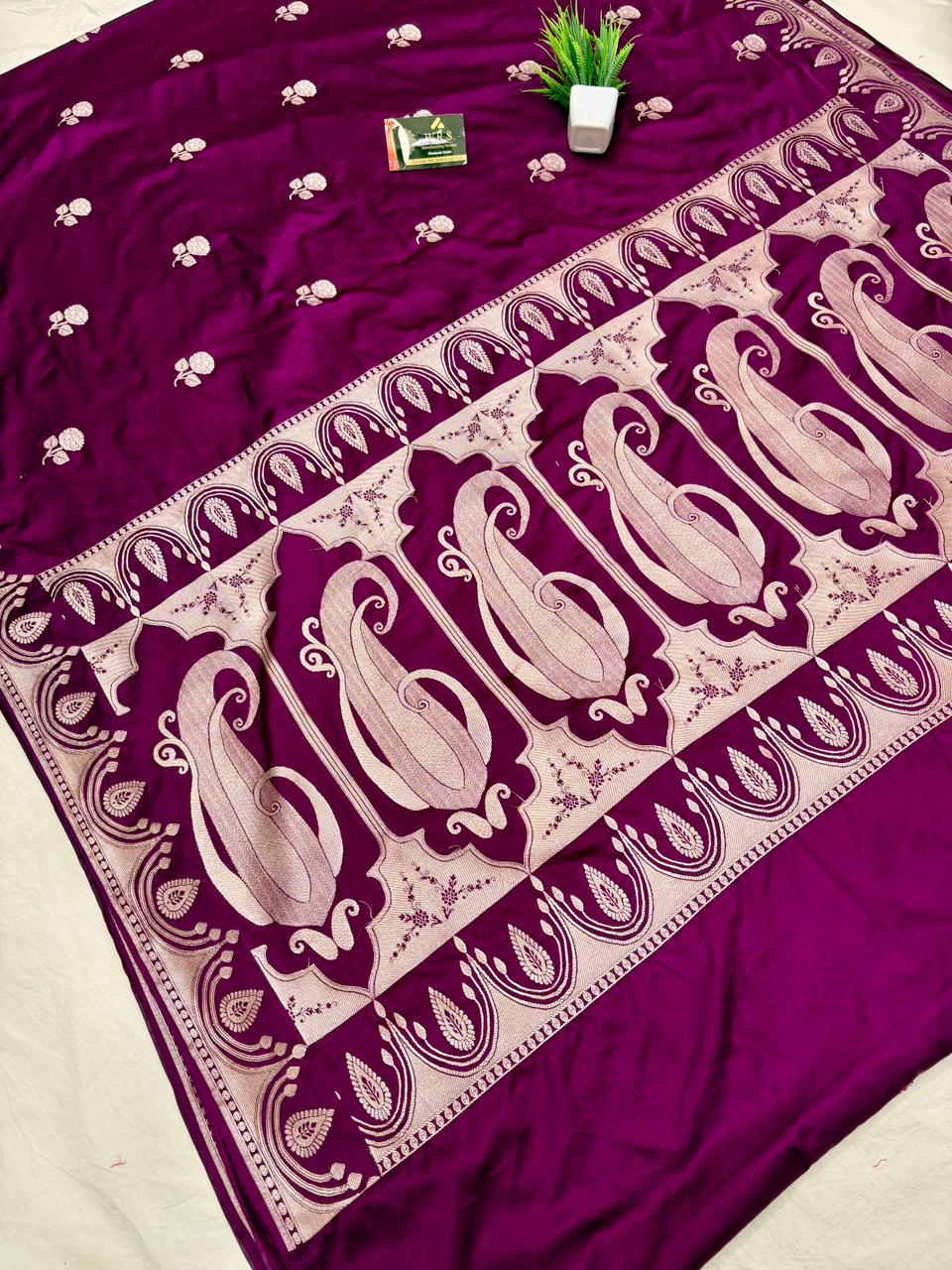 Purple Katan Mashru Banarasi Saree – Soft, Royal &amp; Festive Wear