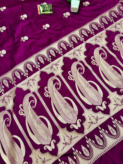 Purple Katan Mashru Banarasi Saree – Soft, Royal &amp; Festive Wear