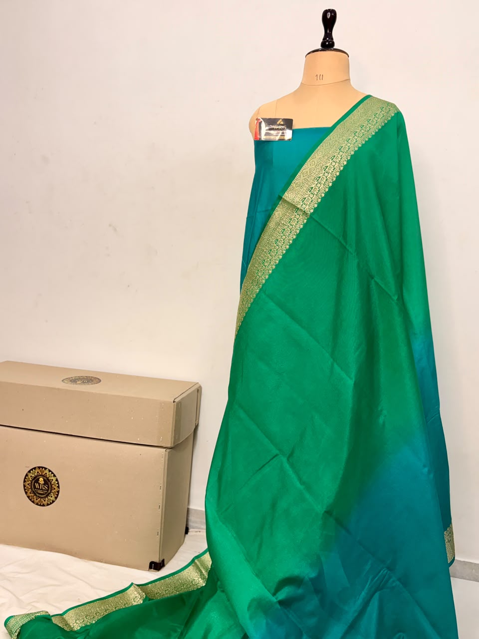 Classic Green & Blue Chiniya D.P.N Banarasi Saree – Soft, Elegant &amp; Festive Wear