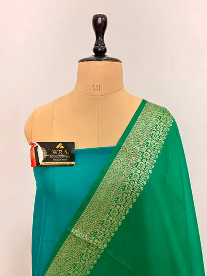 Classic Green & Blue Chiniya D.P.N Banarasi Saree – Soft, Elegant &amp; Festive Wear