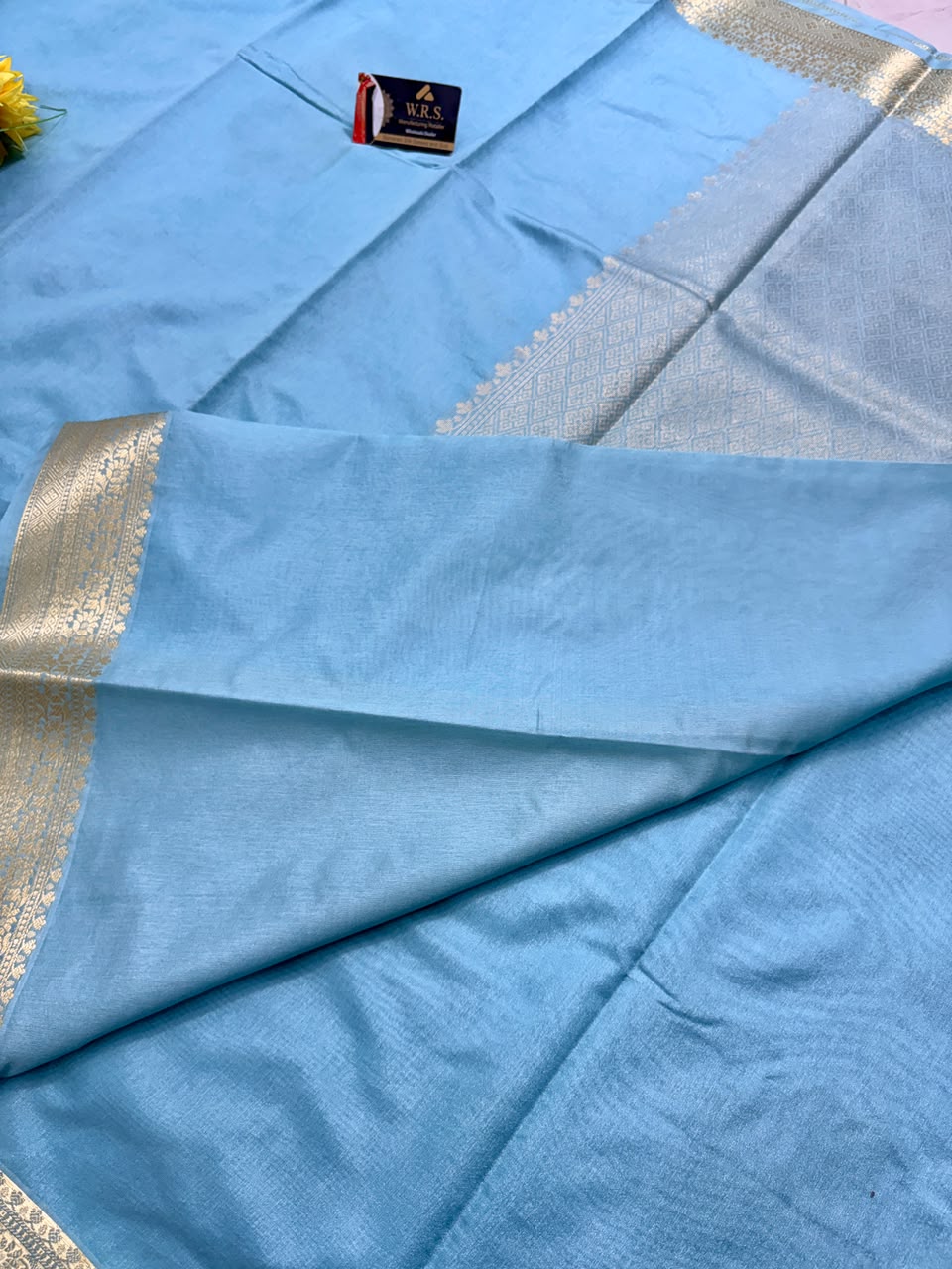 Sky Blue Chiniya Silk Banarasi Saree – Soft, Elegant &amp; Traditional