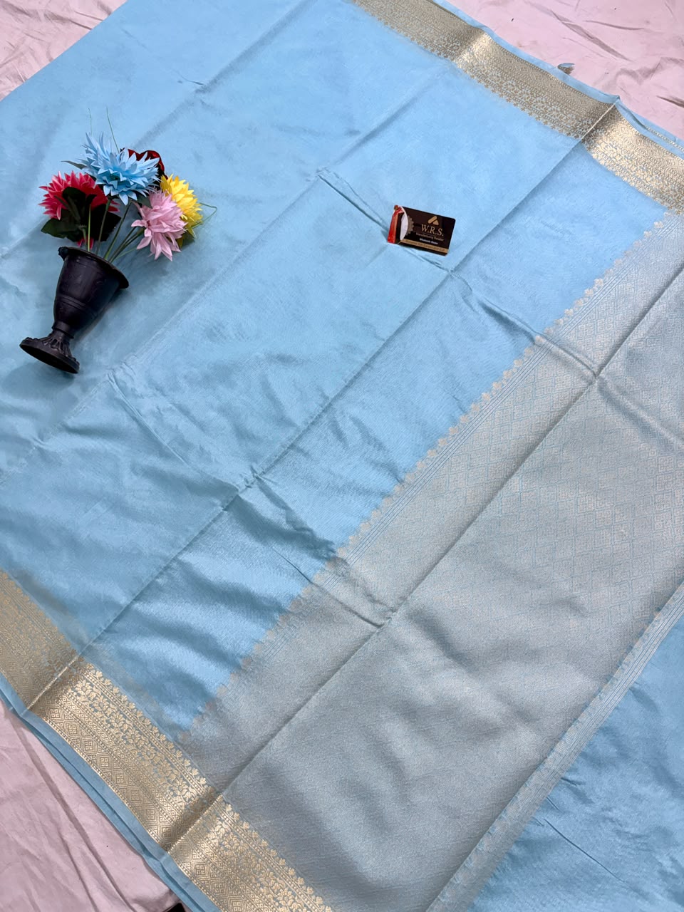 Sky Blue Chiniya Silk Banarasi Saree – Soft, Elegant &amp; Traditional