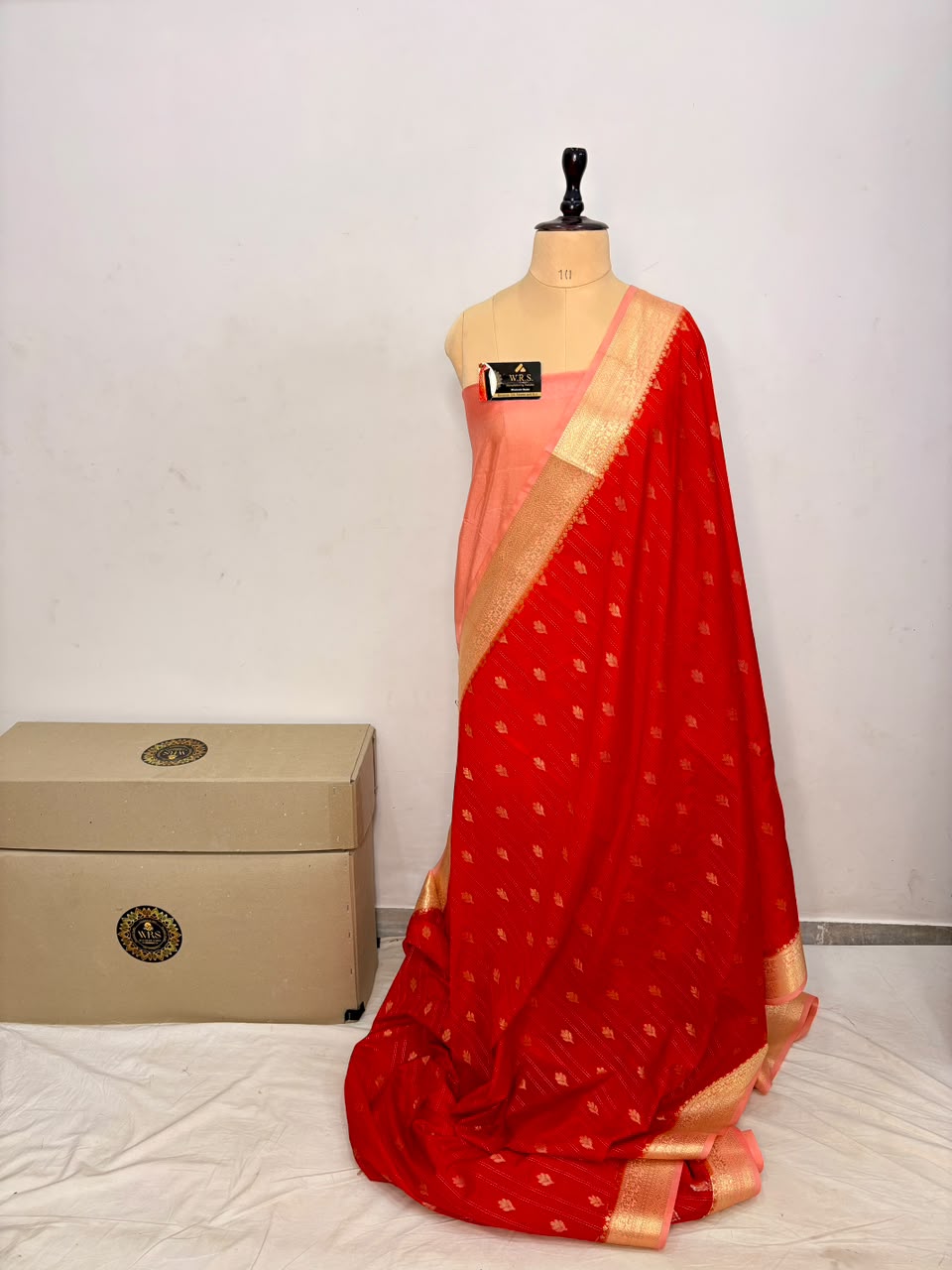 Classic Red Chiniya D.P.N Banarasi Saree – Soft, Elegant &amp; Festive Wear