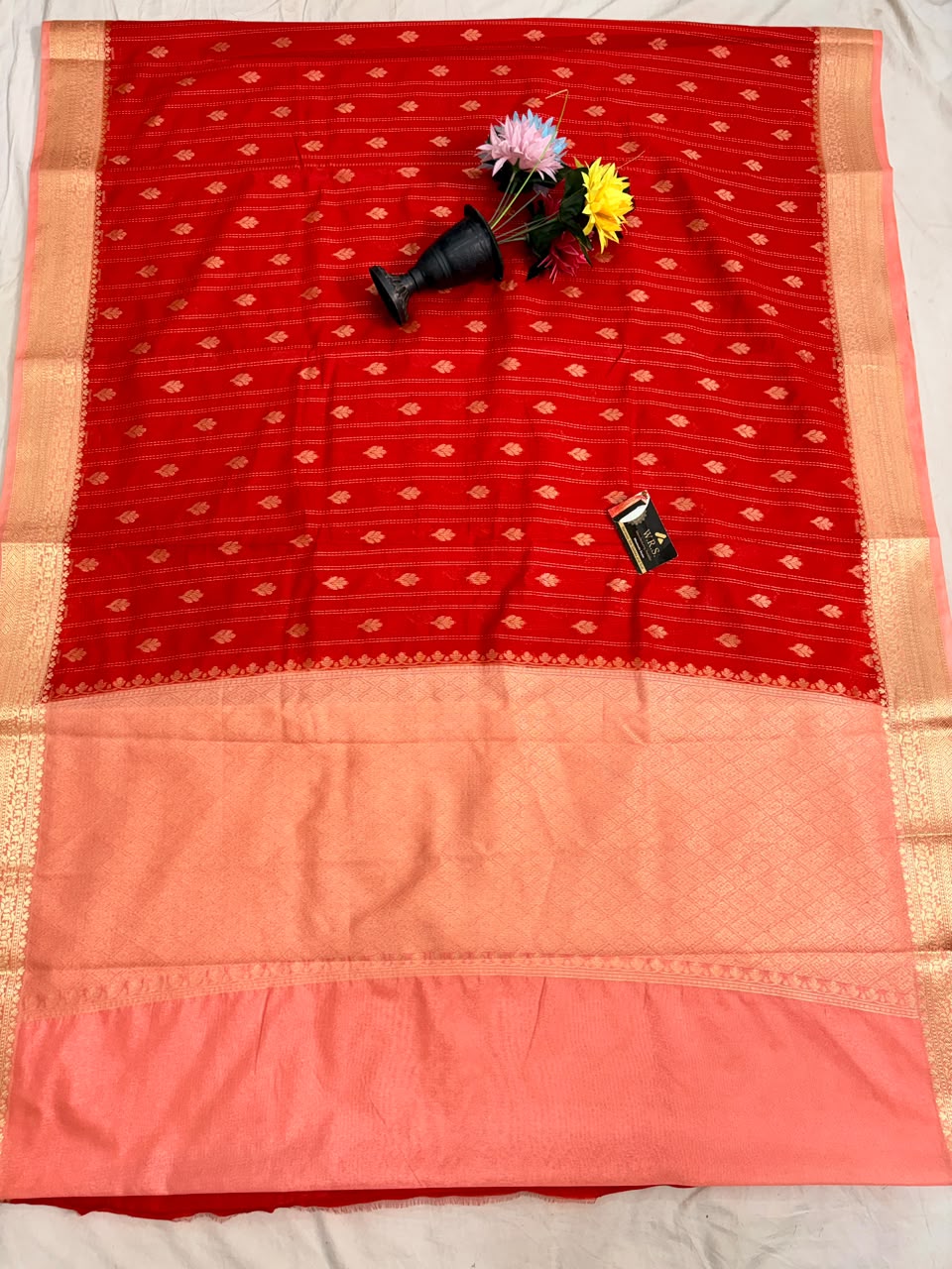 Classic Red Chiniya D.P.N Banarasi Saree – Soft, Elegant &amp; Festive Wear
