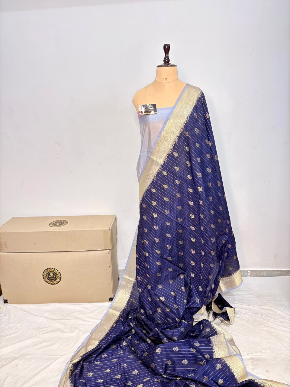 Navy Blue Chiniya D.P.N Banarasi Saree – Soft, Elegant &amp; Festive Wear