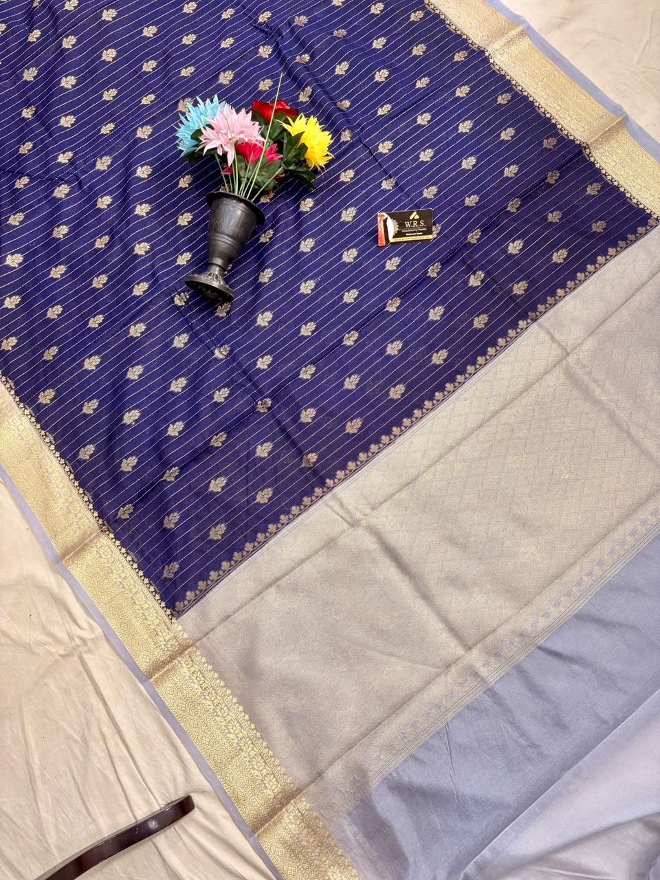 Navy Blue Chiniya D.P.N Banarasi Saree – Soft, Elegant &amp; Festive Wear