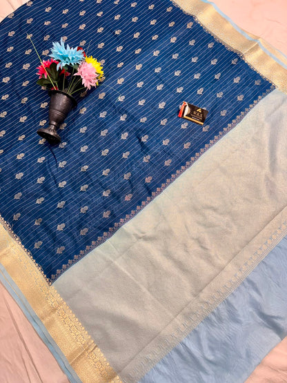 Blue Chiniya D.P.N Banarasi Saree – Soft, Elegant &amp; Festive Wear