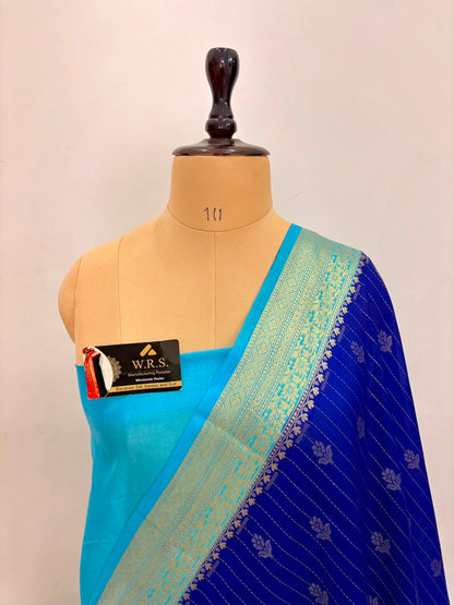 Royal Blue Chiniya D.P.N Banarasi Saree – Soft, Elegant &amp; Festive Wear
