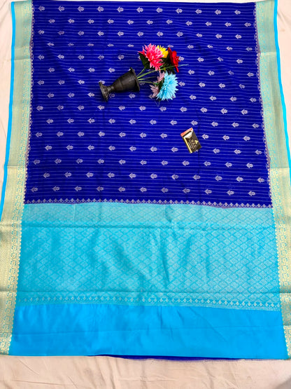 Royal Blue Chiniya D.P.N Banarasi Saree – Soft, Elegant &amp; Festive Wear
