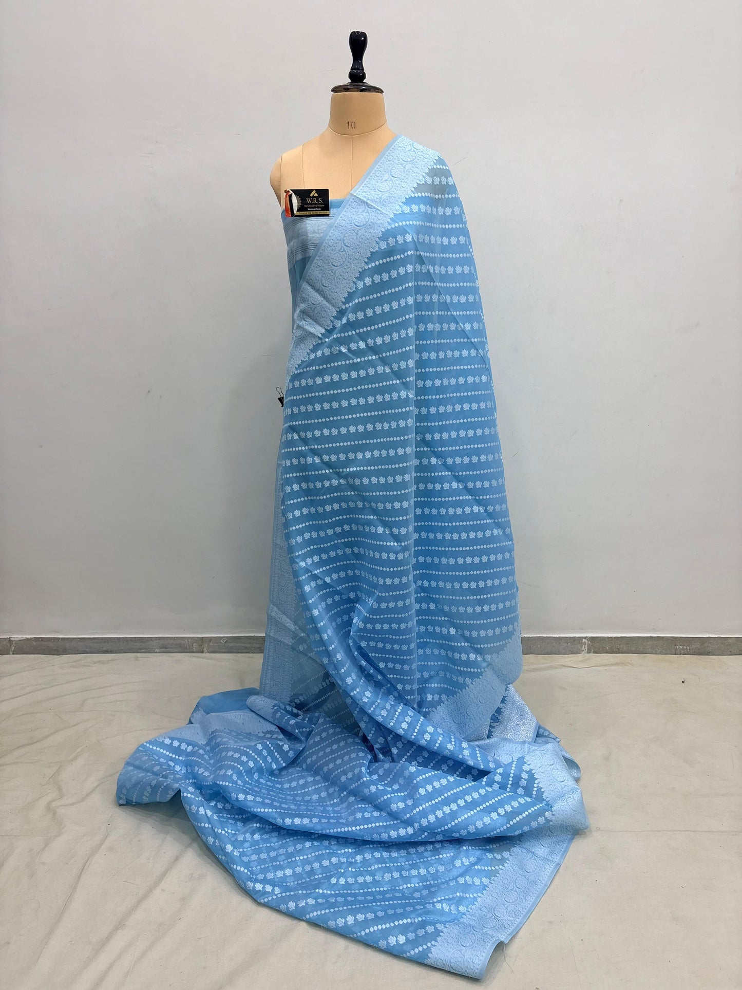 Firozi Cotton Ada Buti Banarasi Soft Saree with Jacquard Work