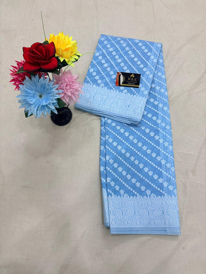 Firozi Cotton Ada Buti Banarasi Soft Saree with Jacquard Work