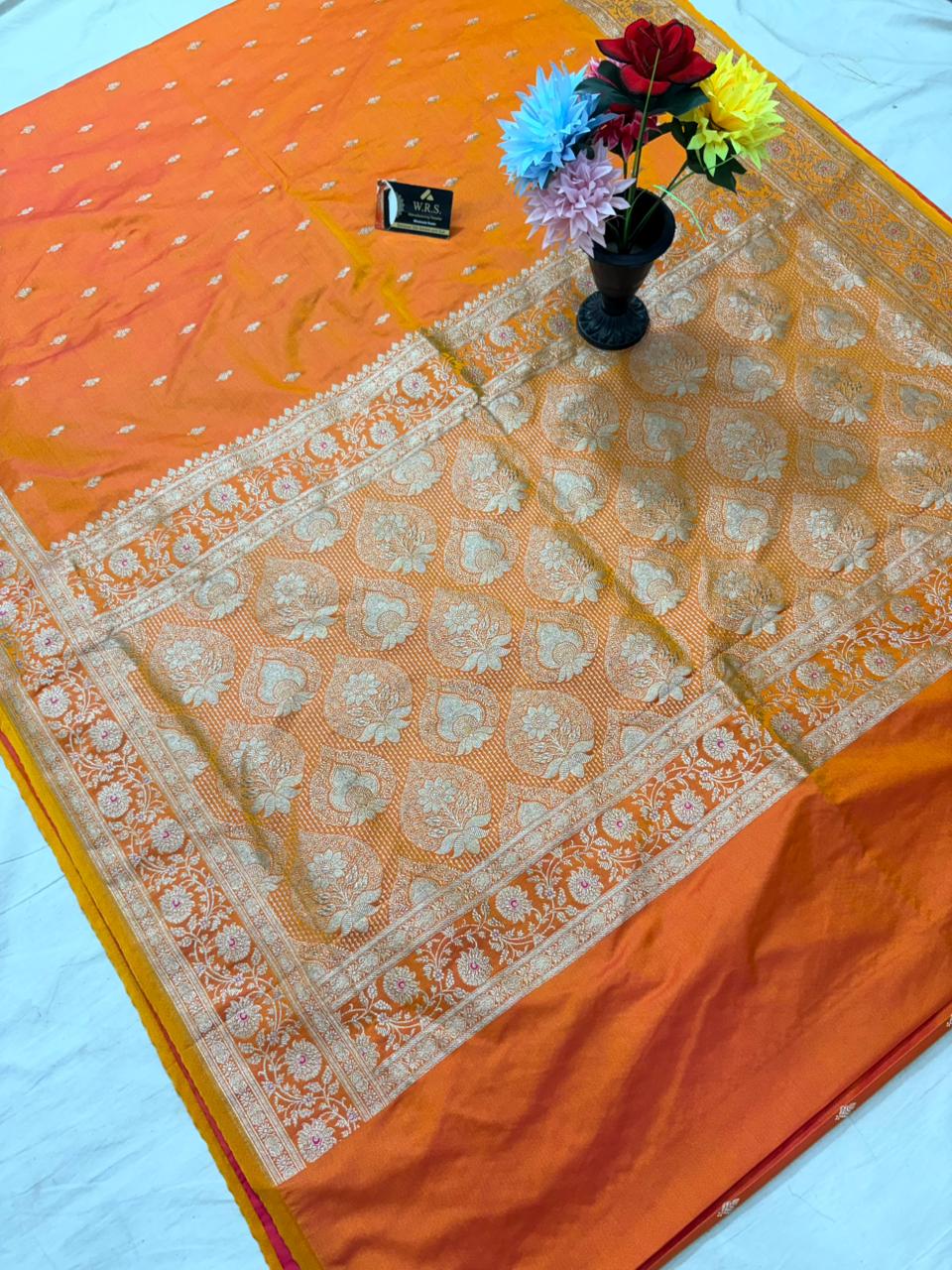 Katan Buti Banarasi Silk Saree (Multicolor)