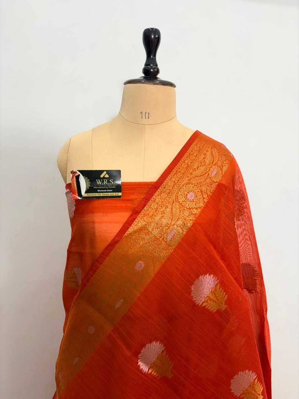 Orange Salab Buta Banarasi Silk Saree with Jacquard Work