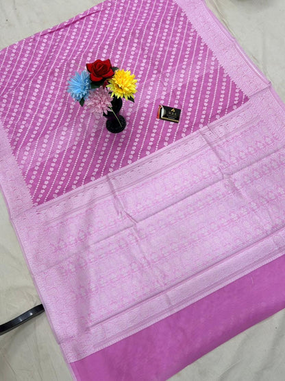 Pink Cotton Ada Buti Banarasi Soft Saree with Jacquard Work