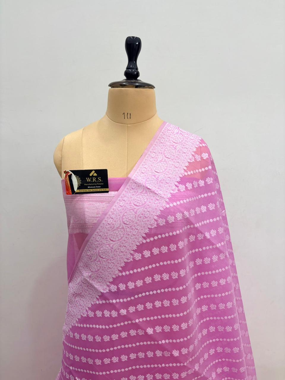 Pink Cotton Ada Buti Banarasi Soft Saree with Jacquard Work